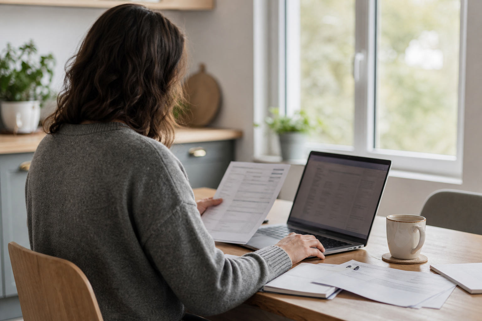 Personal Finance Review at Home Desk Personal Finance Review at Home Desk